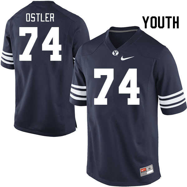 Youth #74 Trevin Ostler BYU Cougars College Football Jerseys Stitched-Navy